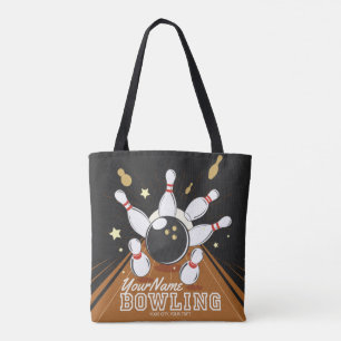 Personalized Bowler Strike Bowling Lanes Ball Pins Tote Bag