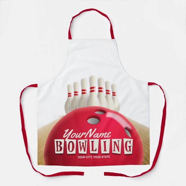 Personalized Bowling Ball Lanes Pins Retro League  Apron (Front)