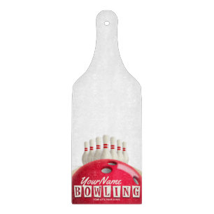 Personalized Bowling Ball Lanes Pins Retro League Cutting Board