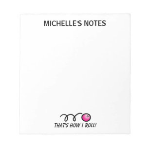 Personalized bowling ball template memo writing notepad