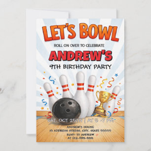 Personalized Bowling Birthday Party Invitation