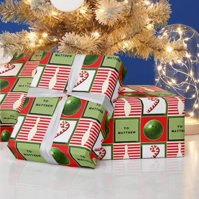 Personalized Bowling Christmas Wrapping Paper (Holidays)