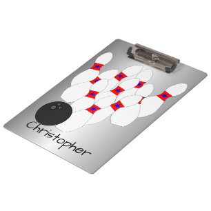 Personalized Bowling Design Clipboard