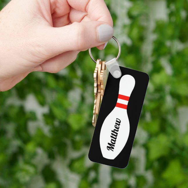 Personalized bowling pin keychain for bowler (Hand)