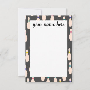 Personalized Bowling Pins Notecards
