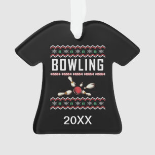 Personalized Bowling Pins Ugly Christmas Sweater Ornament