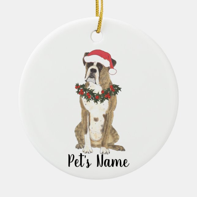 Personalized Boxer (Brindle) Ceramic Ornament (Front)