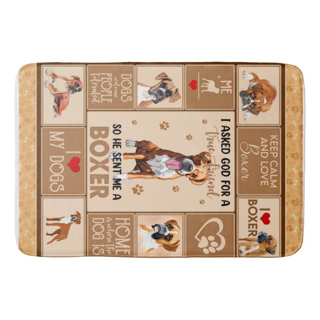 Personalized Boxer Dog Blanket, Dog Lover Gift Bath Mat (Front)