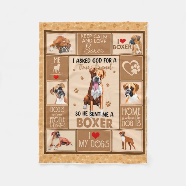 Personalized Boxer Dog Blanket, Dog Lover Gift Fleece Blanket (Front)