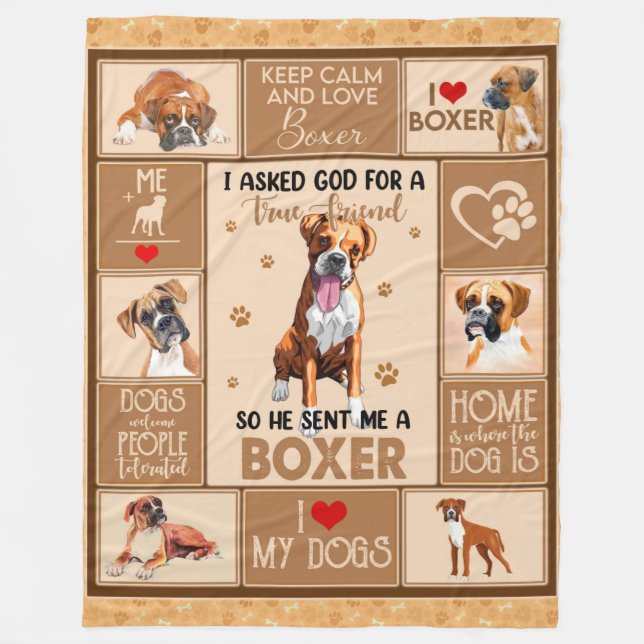 Personalized Boxer Dog Blanket, Fleece Blanket (Front)