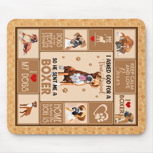 Personalized Boxer Dog Blanket, Mouse Pad (Front)