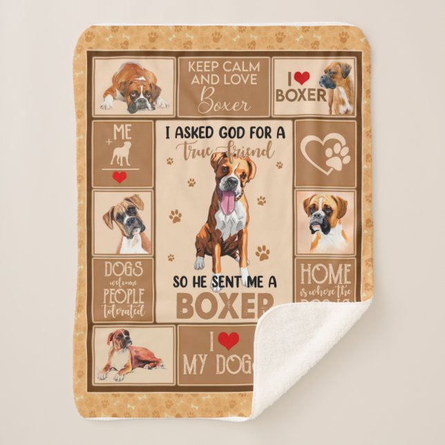Personalized Boxer Dog Blanket, Sherpa Blanket (Front)
