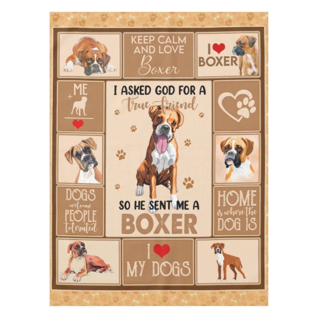 Personalized Boxer Dog Blanket, Tablecloth (Front)