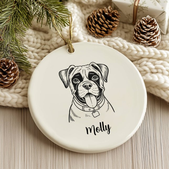 Personalized Boxer Dog Christmas Ceramic Ornament (Creator Uploaded)
