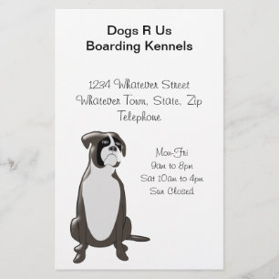 Personalized Boxer Dog Design Boarding Kennels Flyer
