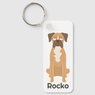 Personalized Boxer Dog Keychain Custom Name Gift
