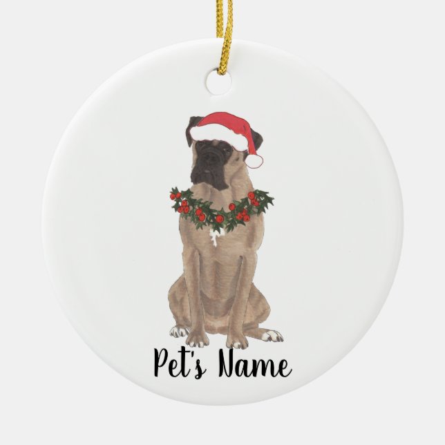 Personalized Boxer (Fawn Masked) Ceramic Ornament (Front)