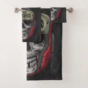 Personalized Boxer Fight Club Skeleton Boxing Gym  Bath Towel Set