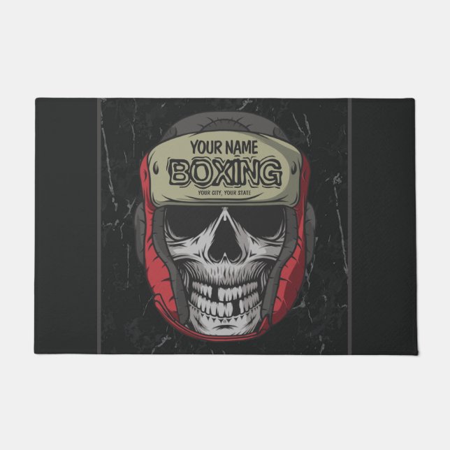 Personalized Boxer Fight Club Skeleton Boxing Gym Doormat (Front)