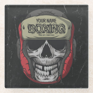 Personalized Boxer Fight Club Skeleton Boxing Gym Glass Coaster