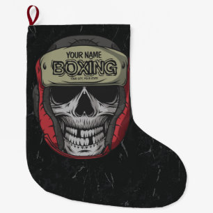 Personalized Boxer Fight Club Skeleton Boxing Gym  Large Christmas Stocking