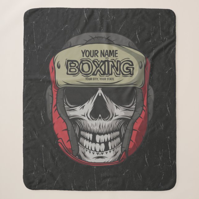 Personalized Boxer Fight Club Skeleton Boxing Gym  Sherpa Blanket (Front)