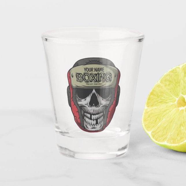 Personalized Boxer Fight Club Skeleton Boxing Gym Shot Glass (Front)
