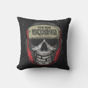 Personalized Boxer Fight Club Skeleton Boxing Gym Throw Pillow