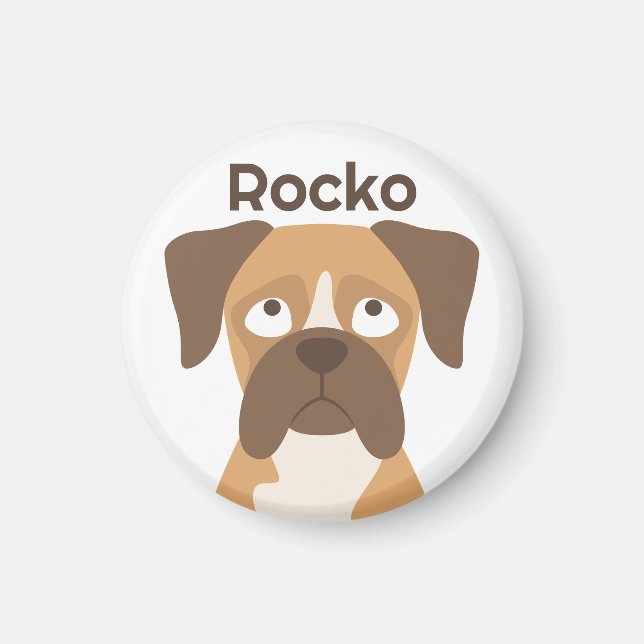 Personalized Boxer Magnet, boxer dog Custom Name Magnet (Front)