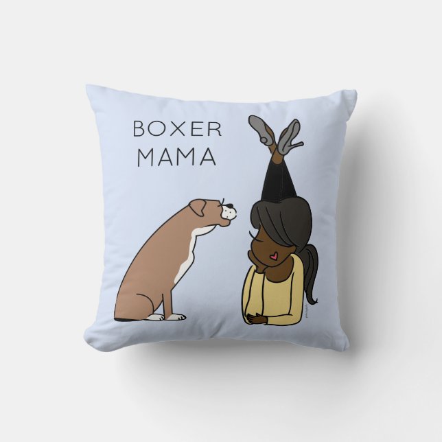 Personalized Boxer Mama Throw Pillow (Front)