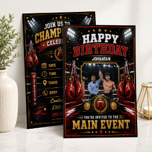 Personalized Boxing Birthday Photo Invitation