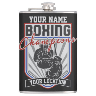 Personalized Boxing Champions Boxer Fitness Gym Hip Flask
