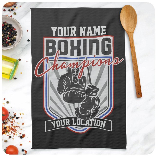 Personalized Boxing Champions Boxer Fitness Gym  Kitchen Towel (Creator Uploaded)