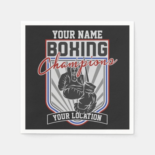 Personalized Boxing Champions Boxer Fitness Gym  Napkin (Front)