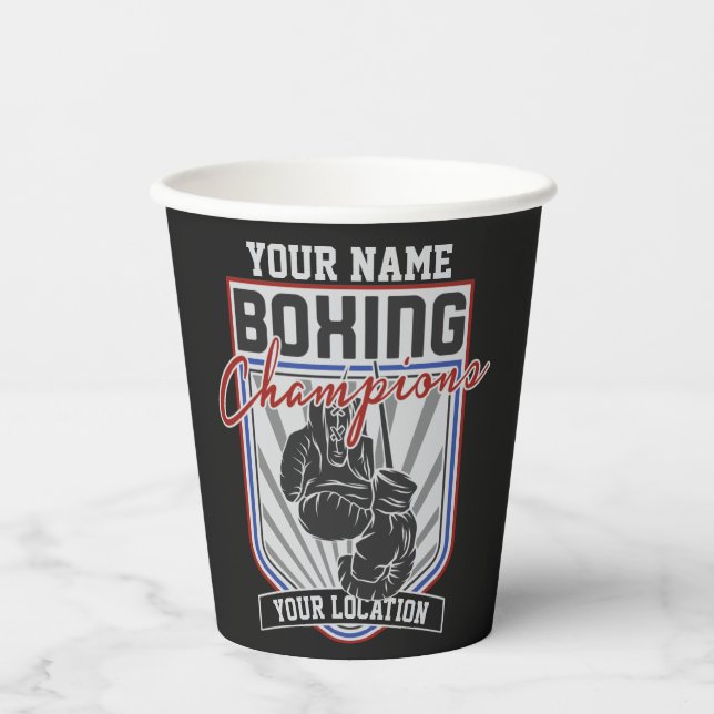Personalized Boxing Champions Boxer Fitness Gym Paper Cups (Front)