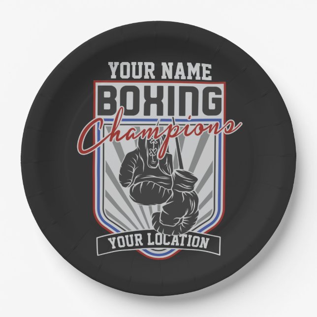 Personalized Boxing Champions Boxer Fitness Gym  Paper Plate (Front)