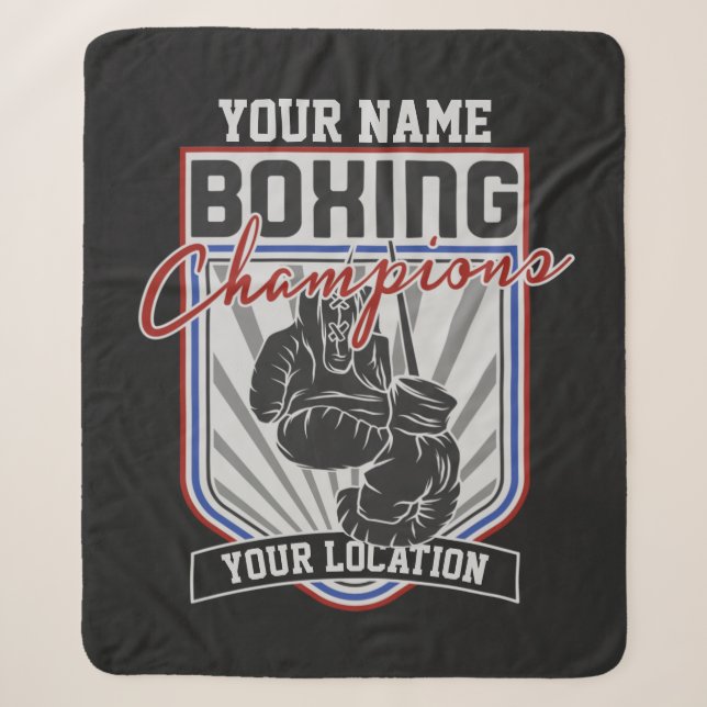 Personalized Boxing Champions Boxer Fitness Gym  Sherpa Blanket (Front)