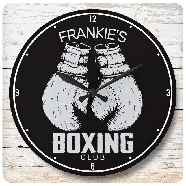 Personalized Boxing Club Boxer Gym Fighter Gloves Large Clock (Creator Uploaded)