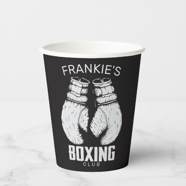 Personalized Boxing Club Boxer Gym Fighter Gloves Paper Cups (Front)