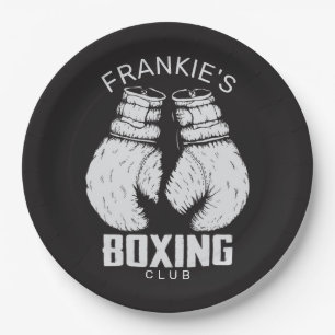 Personalized Boxing Club Boxer Gym Fighter Gloves Paper Plate