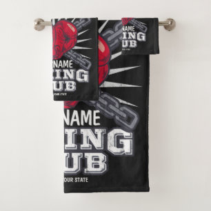 Personalized Boxing Gloves Fighter Champion Boxer  Bath Towel Set