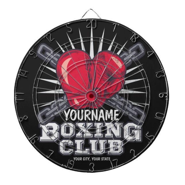 Personalized Boxing Gloves Fighter Champion Boxer Dartboard (Front)