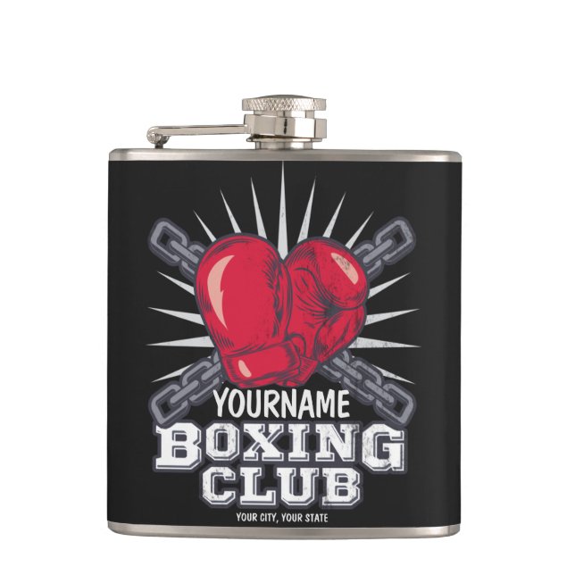 Personalized Boxing Gloves Fighter Champion Boxer  Hip Flask (Front)