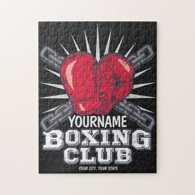 Personalized Boxing Gloves Fighter Champion Boxer Jigsaw Puzzle (Vertical)