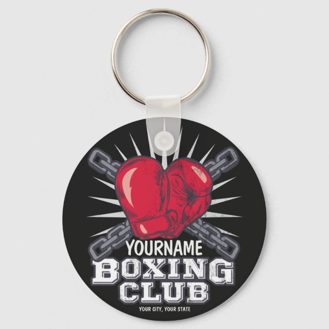 Personalized Boxing Gloves Fighter Champion Boxer  Keychain (Front)