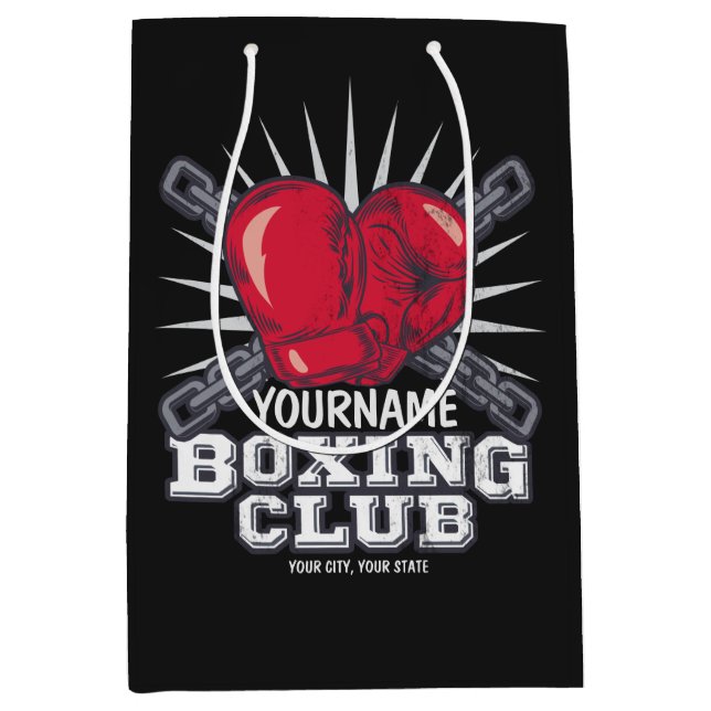Personalized Boxing Gloves Fighter Champion Boxer  Medium Gift Bag (Front)