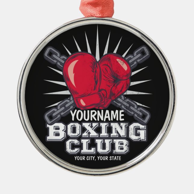 Personalized Boxing Gloves Fighter Champion Boxer  Metal Ornament (Front)