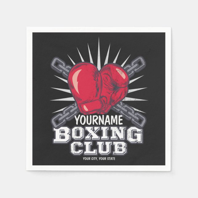 Personalized Boxing Gloves Fighter Champion Boxer Napkin (Front)
