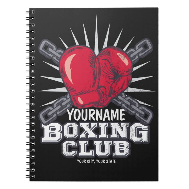 Personalized Boxing Gloves Fighter Champion Boxer Notebook (Front)