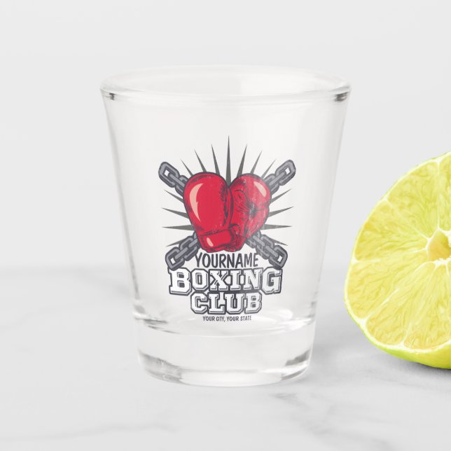Personalized Boxing Gloves Fighter Champion Boxer  Shot Glass (Front)